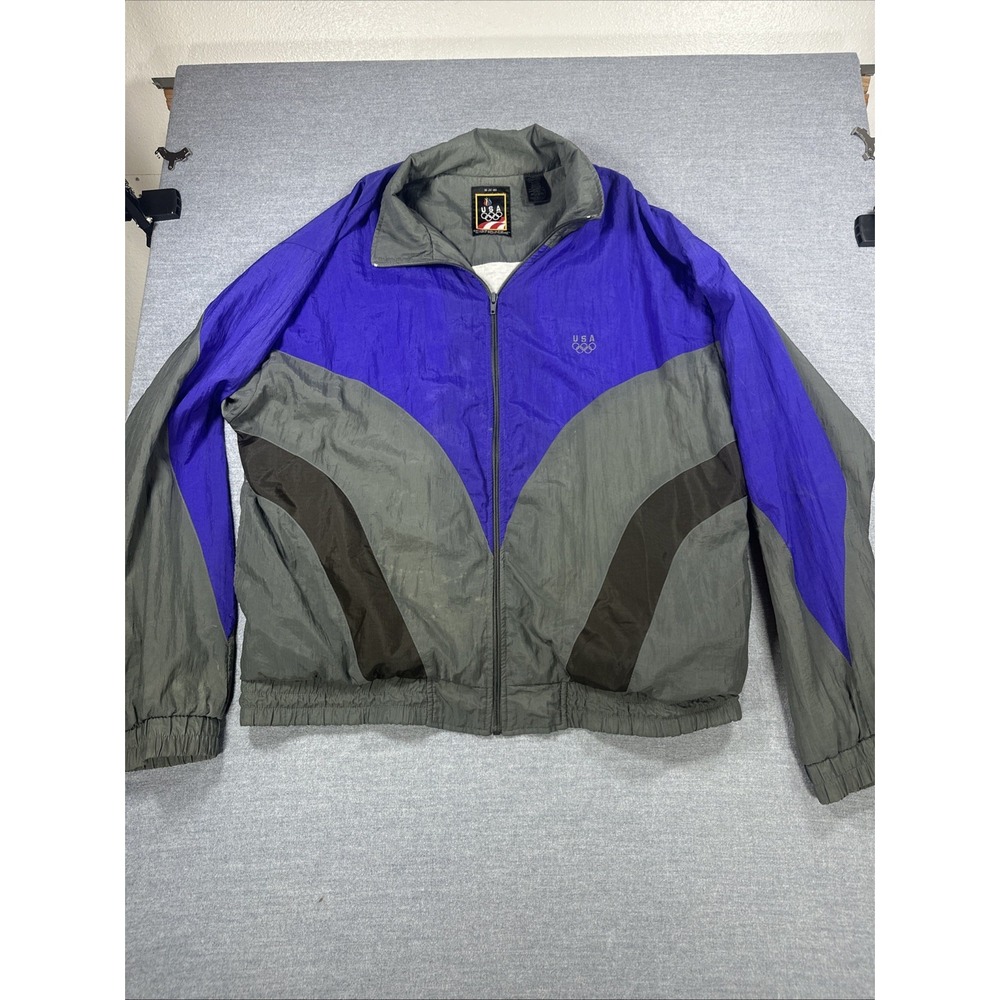 Vintage 90s USA Olympic JCPenny Windbreaker Jacket Large Colorblock Nylon